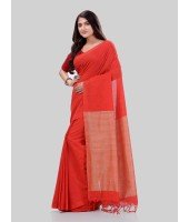 DESH BIDESH Women`s Khadi Cotton Handloom RupSagar Design Saree Without Blouse Piece(Red)